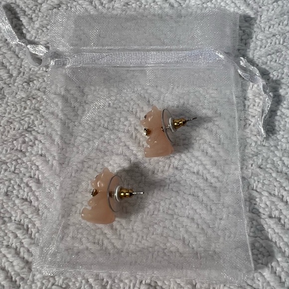 peach silver and gold bear earrings - Picture 6 of 7